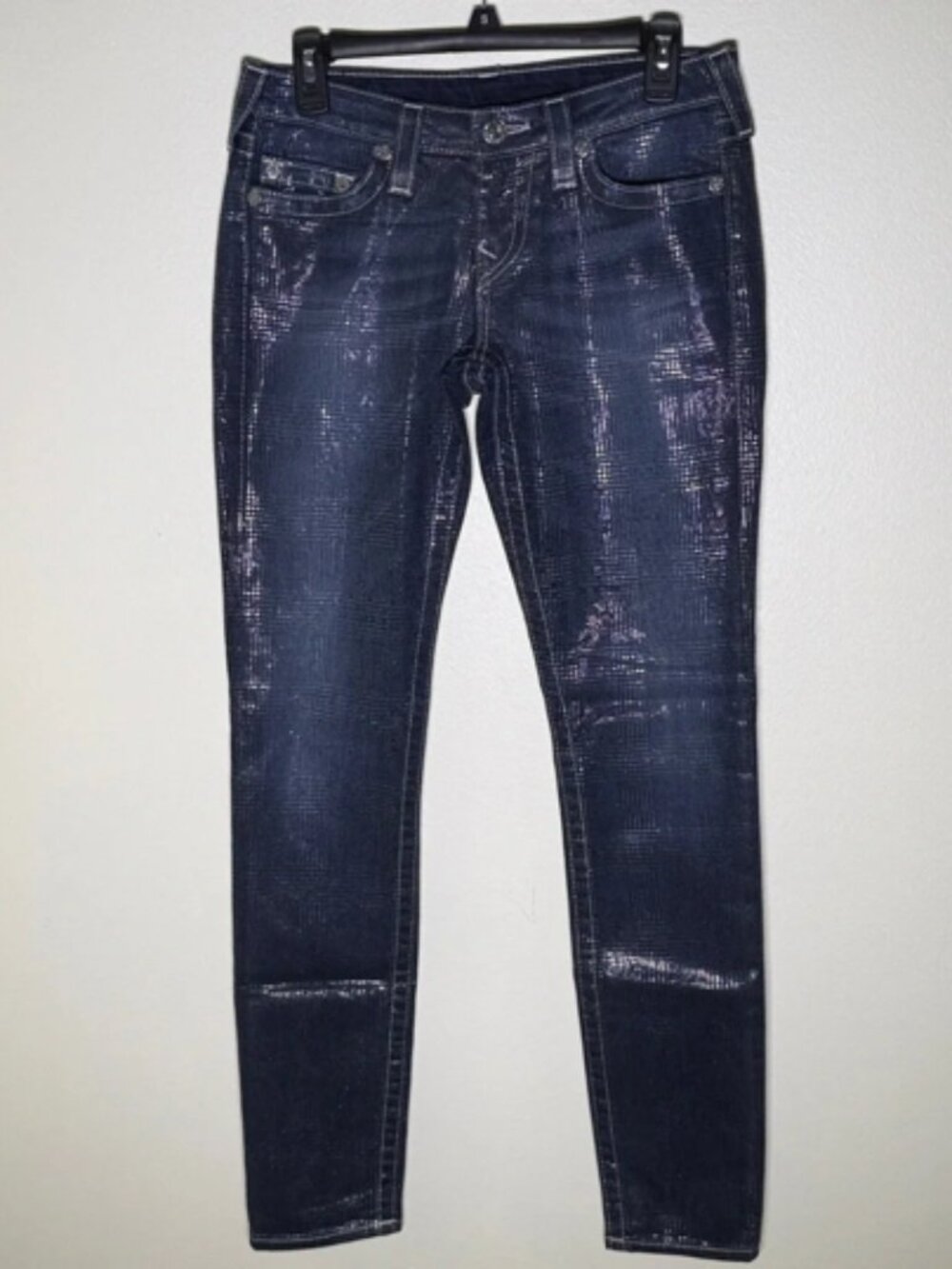 True Religion World Tour Skinny Jeans with Metallic Foil | Size 27